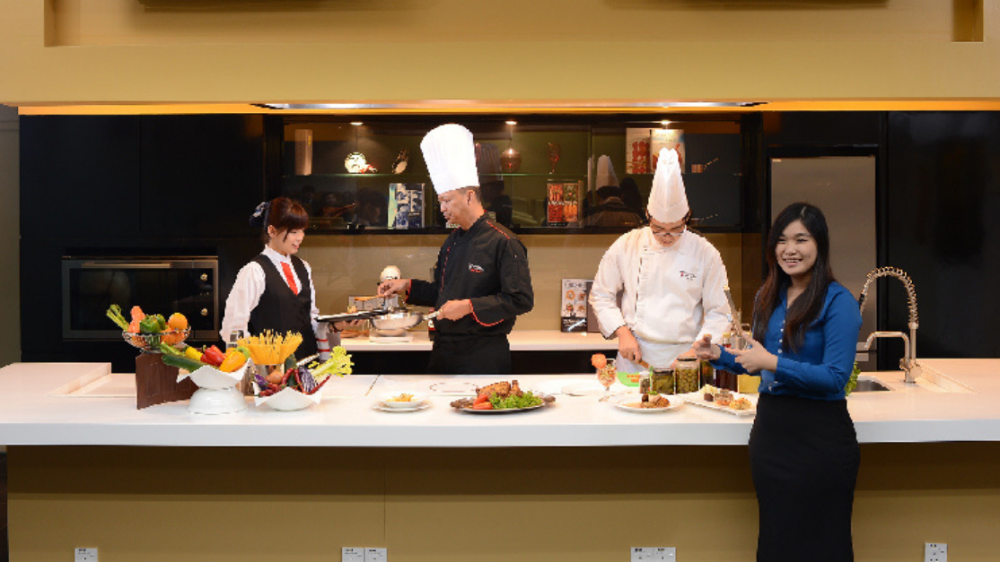 a demonstration on a stage