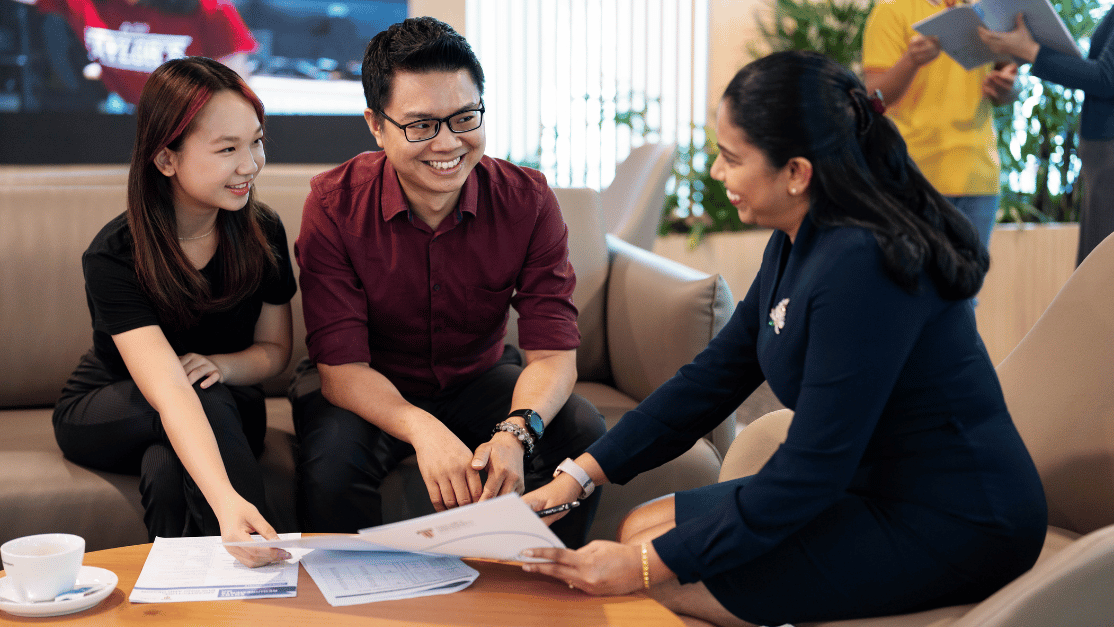 Counselling session with parent and student