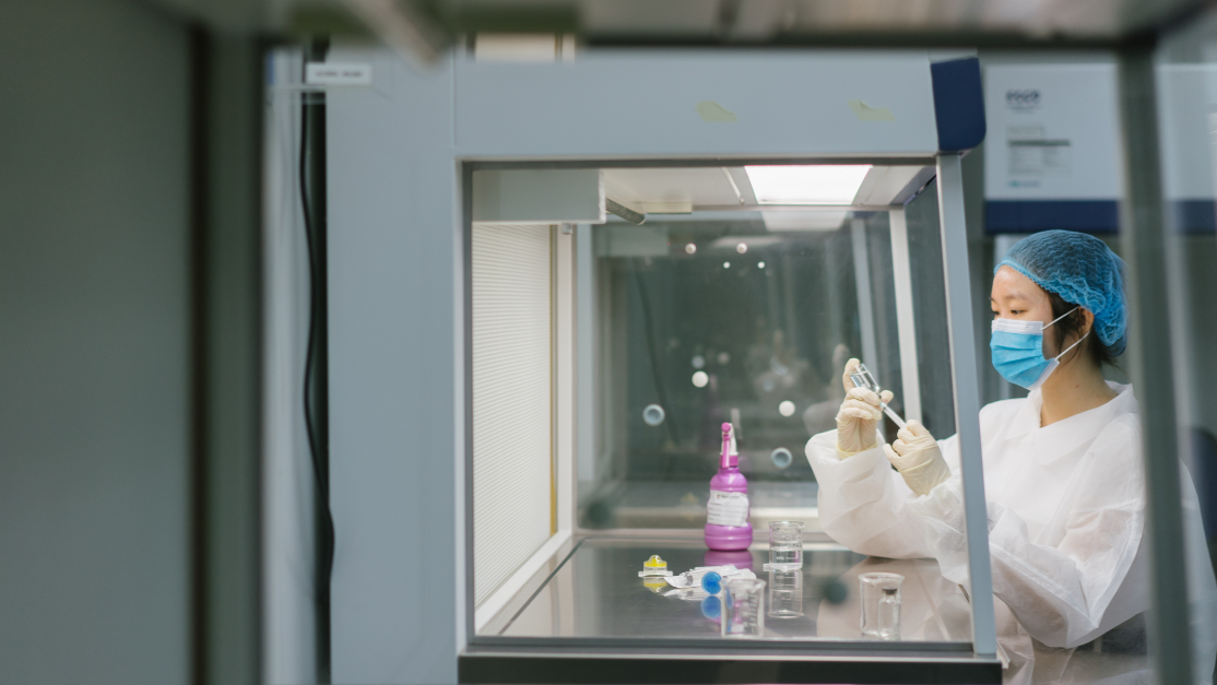 a biotech student working with advanced machinery