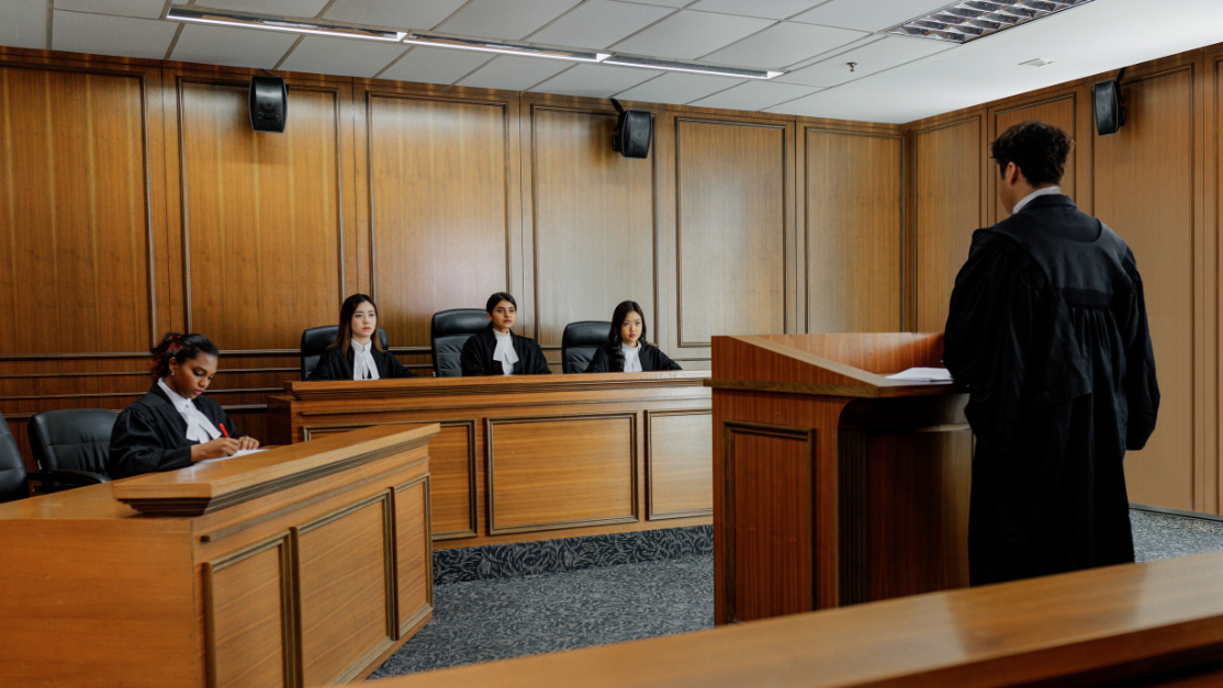 students in a  mock moot court