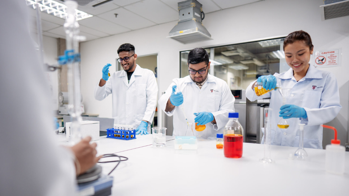 Taylor's student in the lab