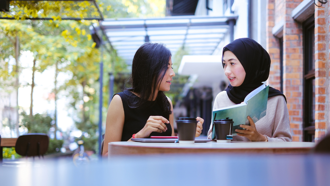 Two Taylor's students discussing on the projects