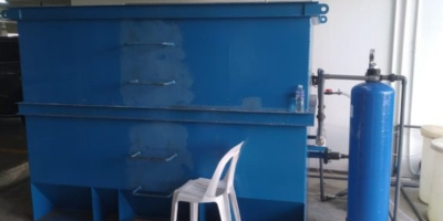 photo showing blue water container