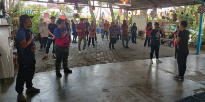 Participant of the event warming up