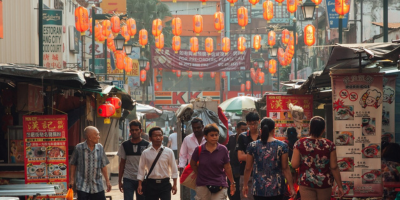 Residents of the city walking on the street