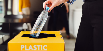 A bottle was throw into a dustbin
