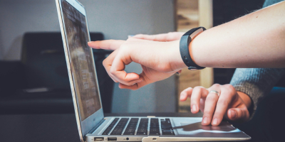 Pointing on laptop screen