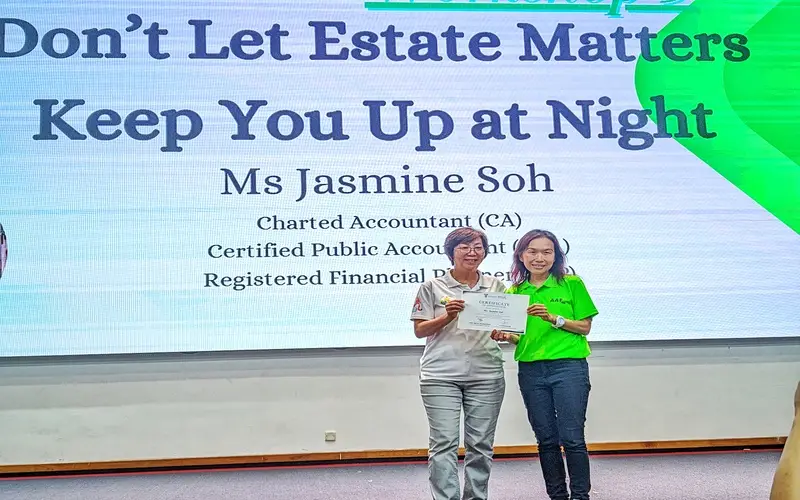 Workshop 5:  Don’t Let Estate Matters Keep You Up at Night by Ms Jasmine Soh, Charted Accountant, Certified Public Accountant and Registered Financial Planner