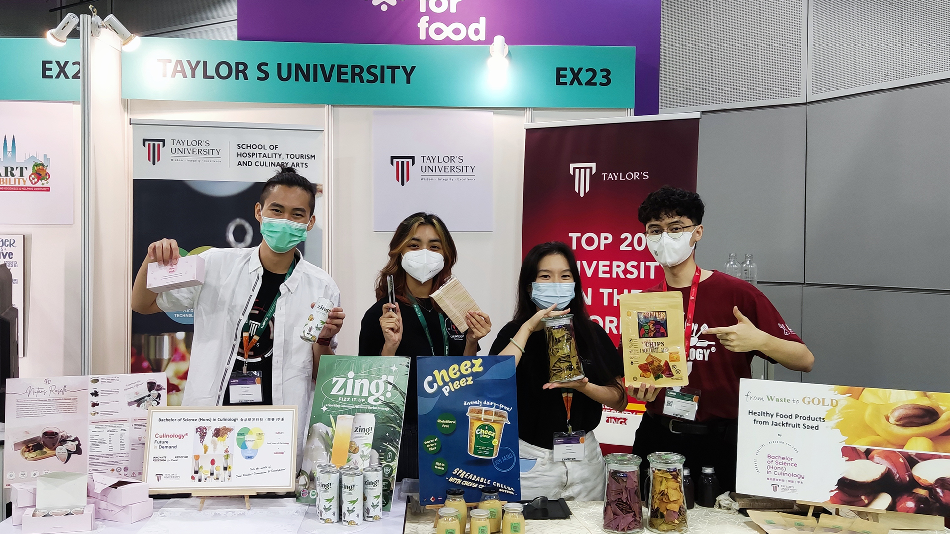 Taylor's student showcasing the healthy food products