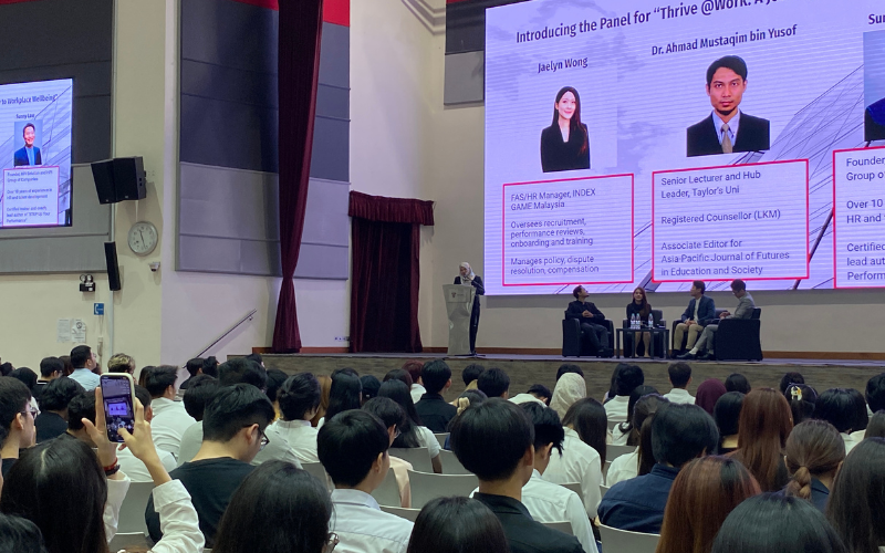 Students listen to the Panel Discussion with experts in the field
