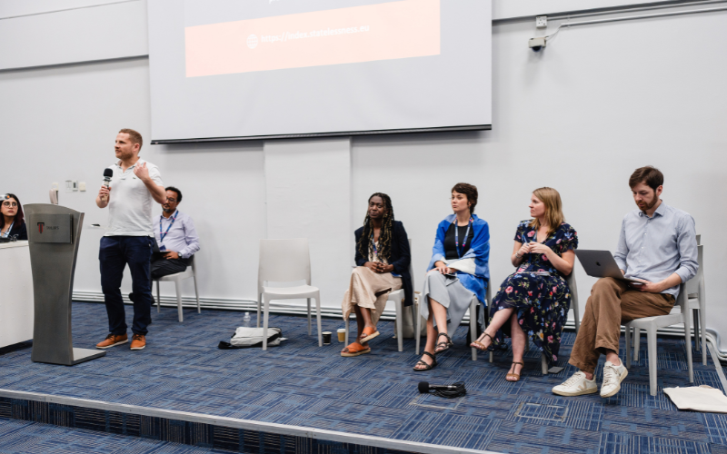 Chris Nash (Director and Co-Founder, European Network on Statelessness) shared about the  resources available to support the study of statelessness in the panel discussion “Knowledge as a Driver of Change”, alongside other speakers