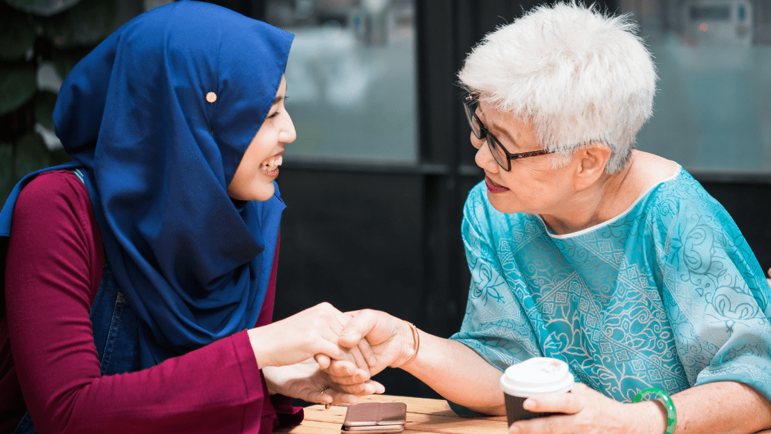 Young malay female with a chinese elder