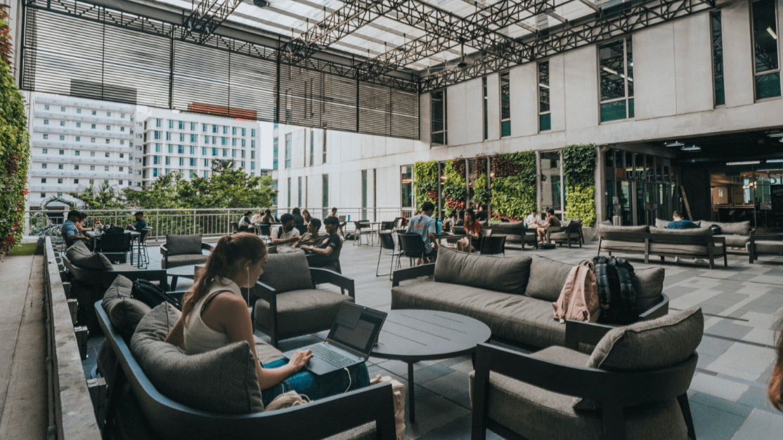 Group of Taylor's student having discussion at Acadia