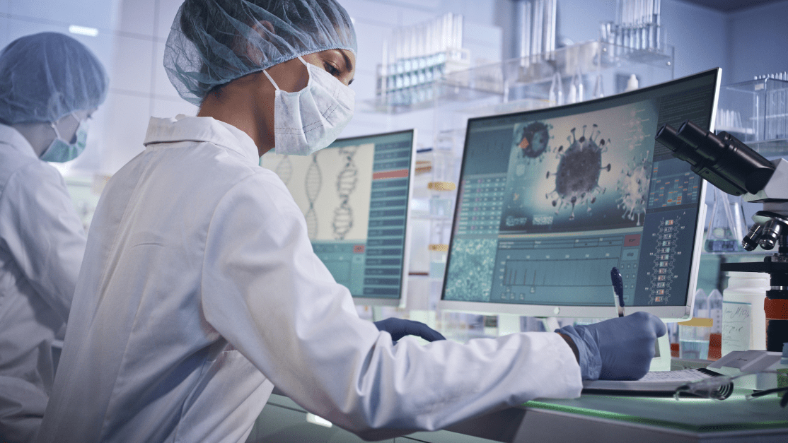 Young indian researcher looking at the diagnosis test