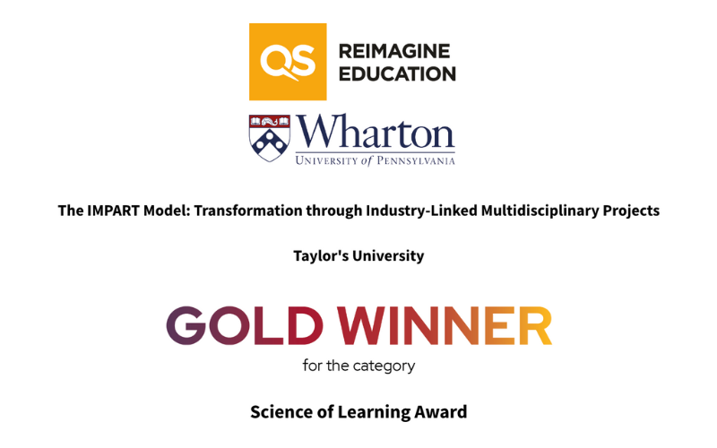 Screenshot showing the certificate for QS-Wharton Reimagine Education Awards