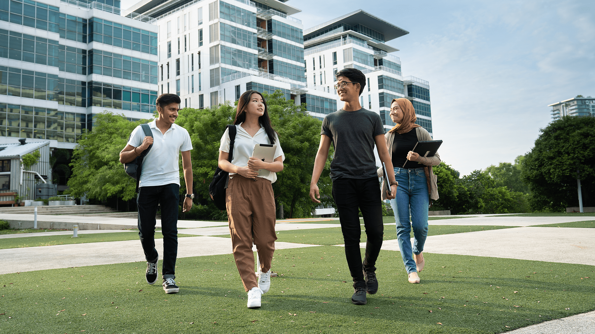 Taylor's student walking pass the unisquare