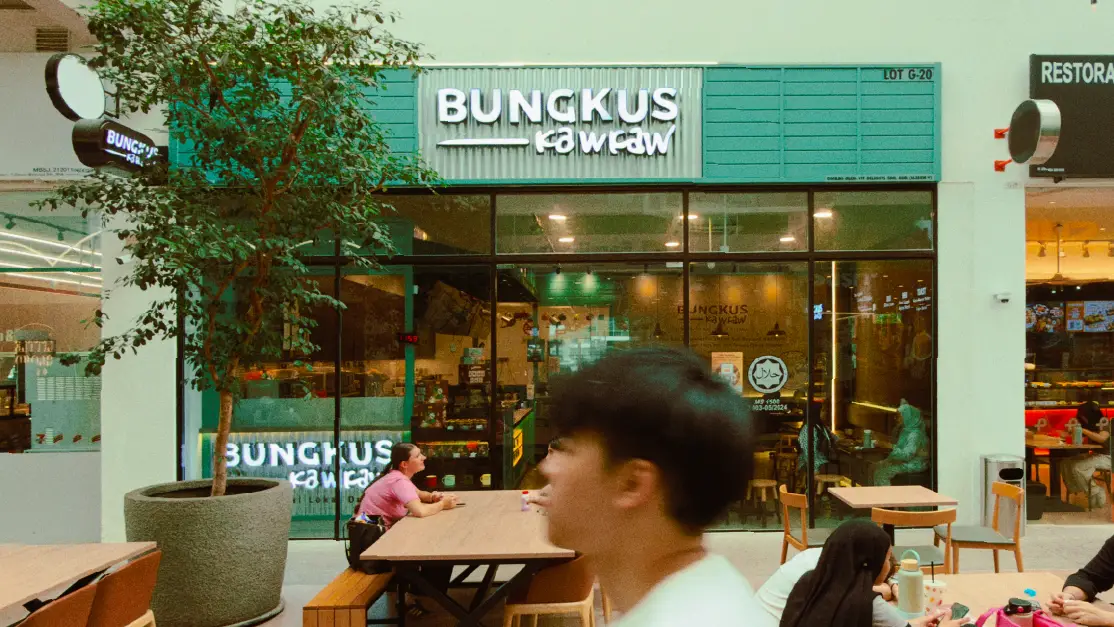 Shop sign showing Bungkus Kau Kau shop at Taylor's Lakeside Campus