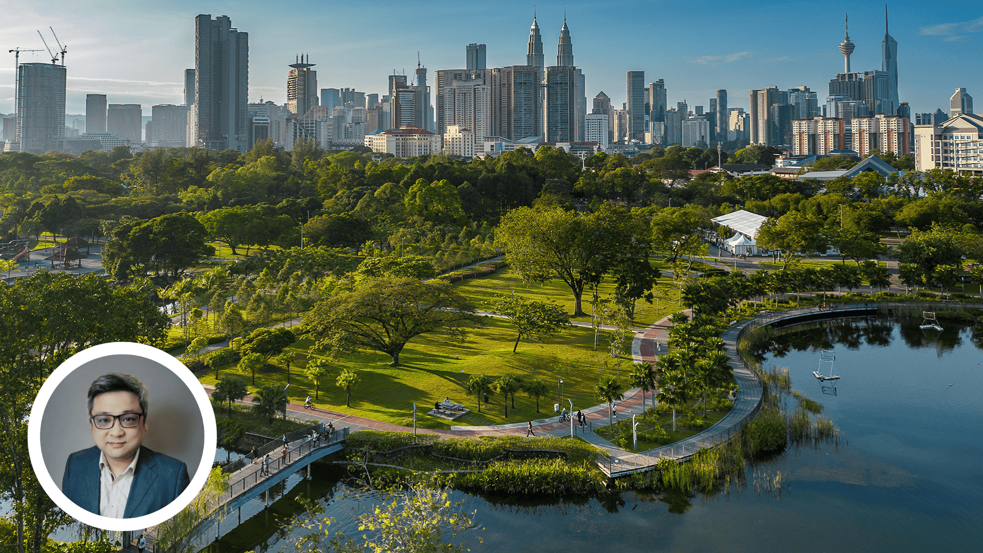 Kuala Lumpur city skyline view from Titiwangsa garden