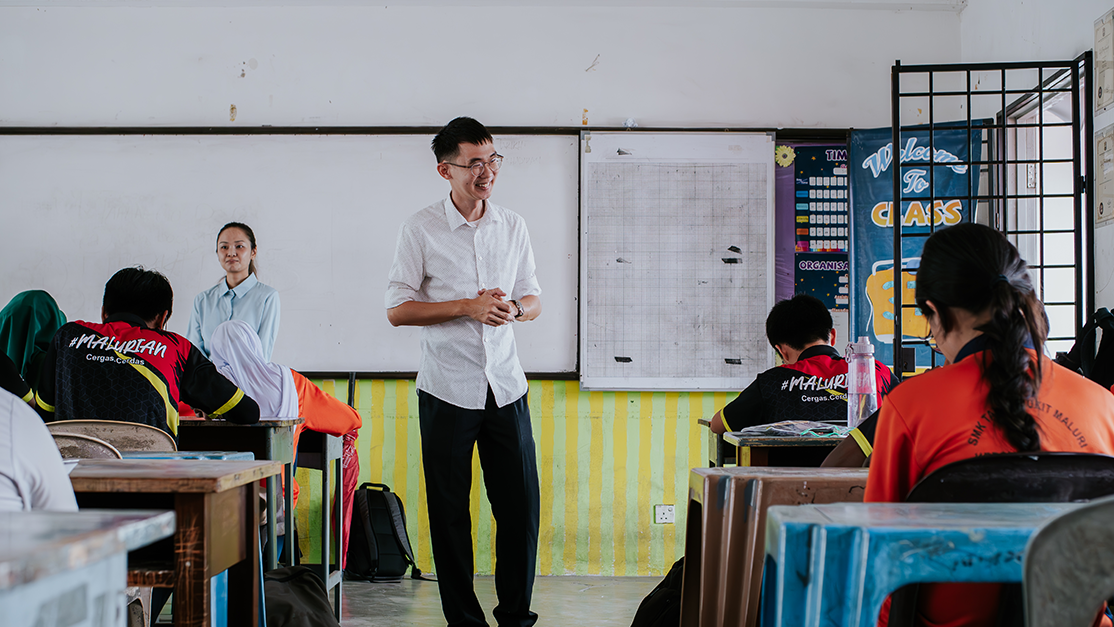 Taylor's education student teaching in local primary school