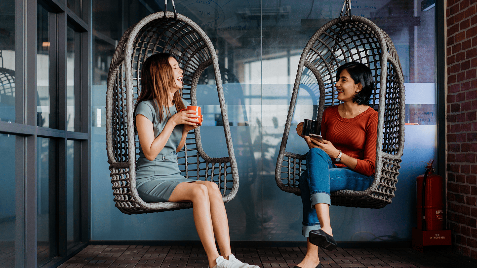 Two women having conversation