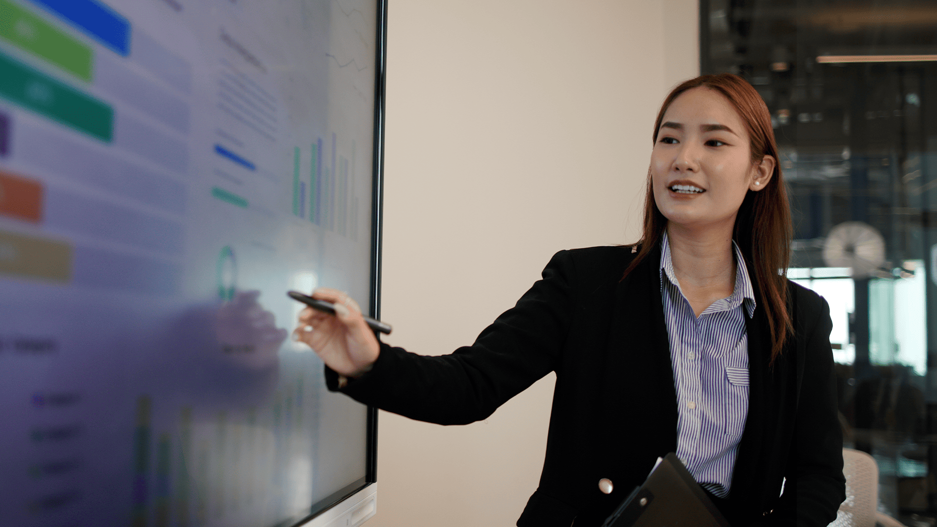 Young student presenting case study