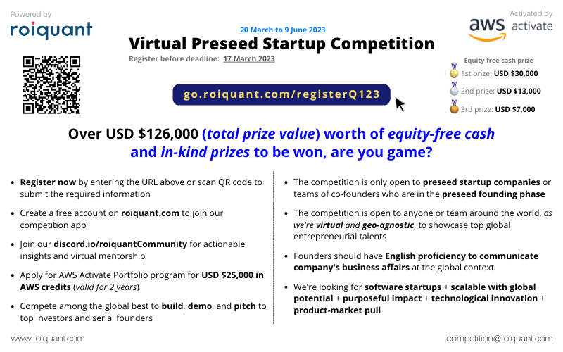 Screenshot showing the event details for the competition