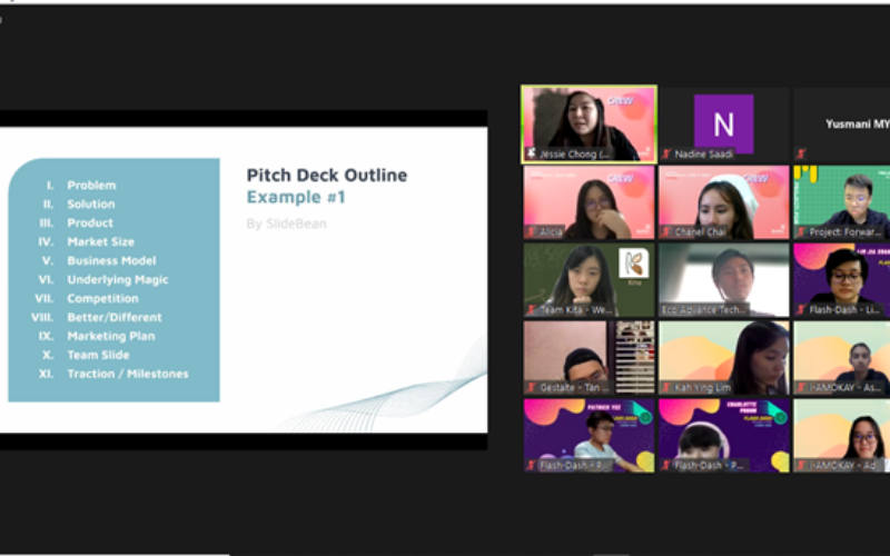 Screenshot of Jessie Chong walking through the pitching session with students