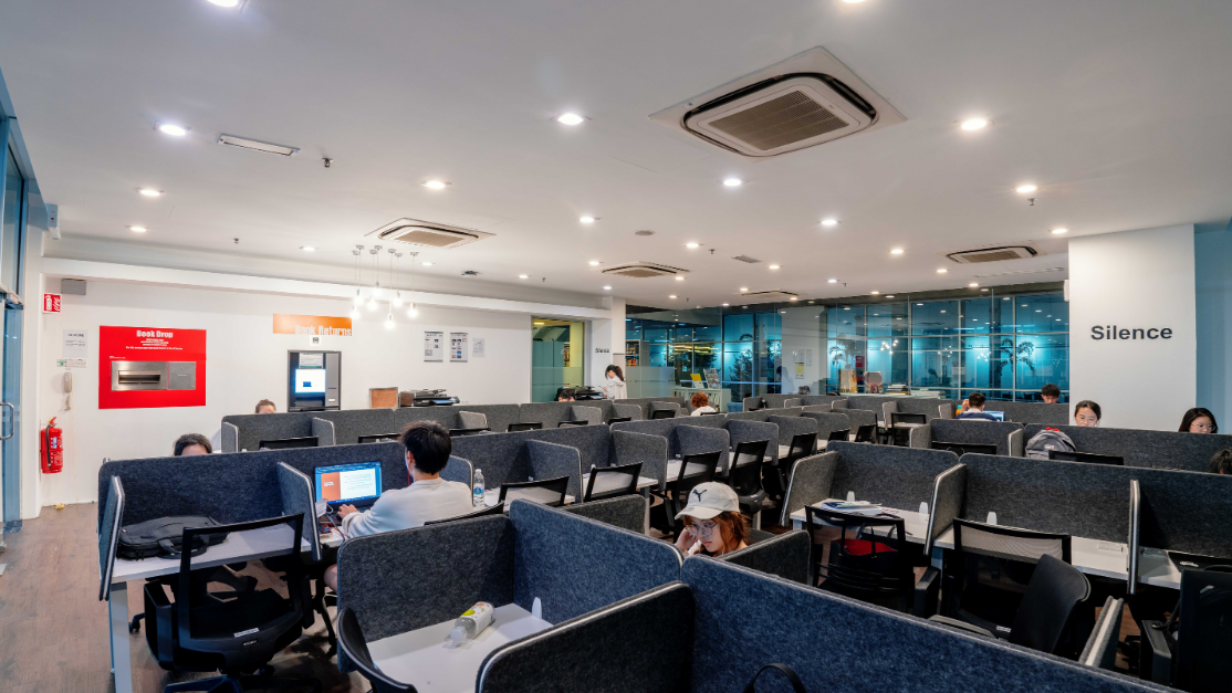 study space in use at night