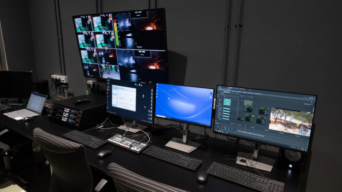 multiple monitors in a control room