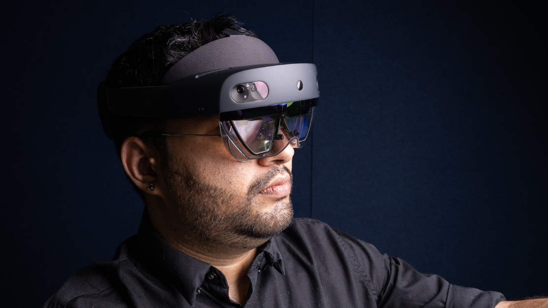 senior student using an extended reality headset