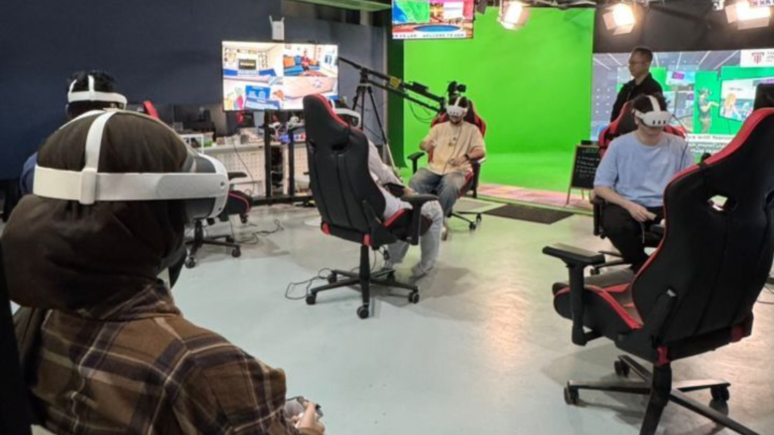 students using vr headsets