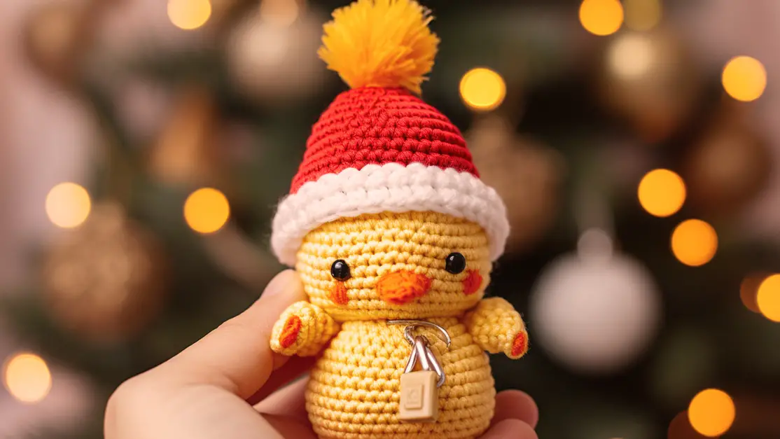 image of duckie crochet keychain