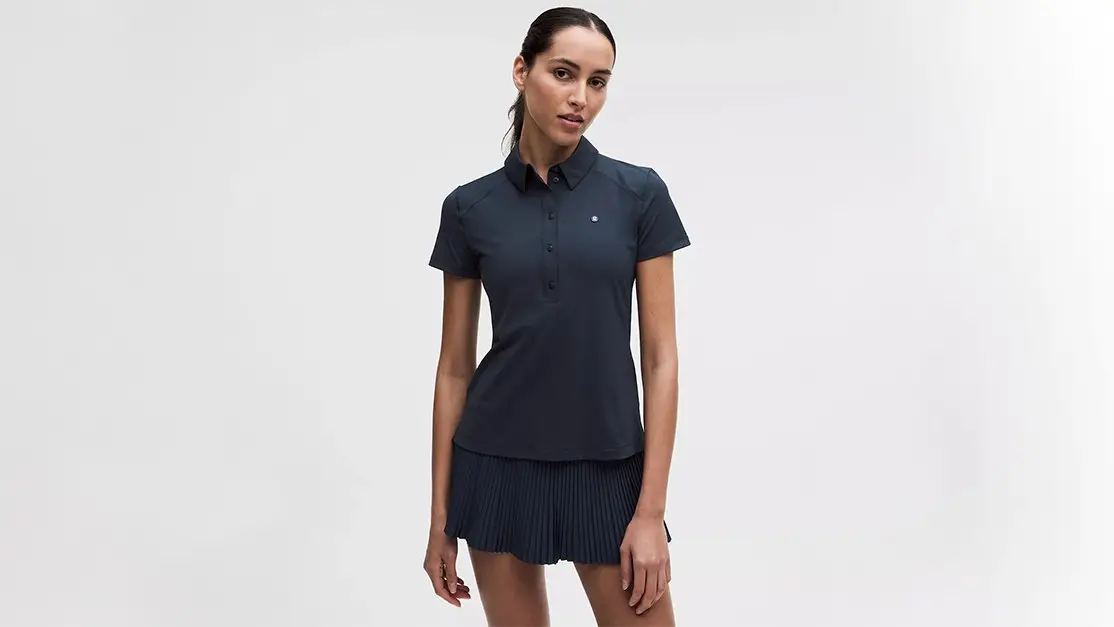 Quick-Dry Short-Sleeve Polo Shirt in true navy