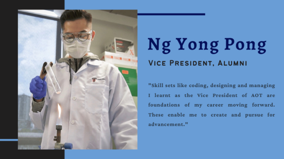 portrait of ng yong pong in a lab coat along with a short quote