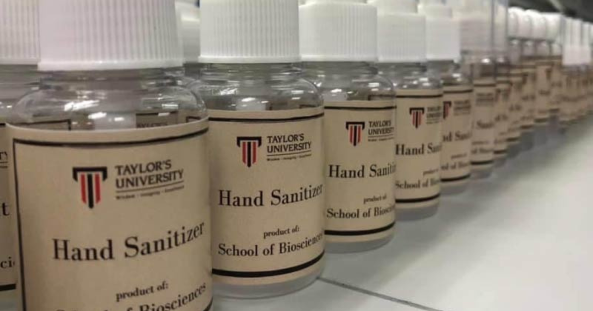 arranged hand sanitizers