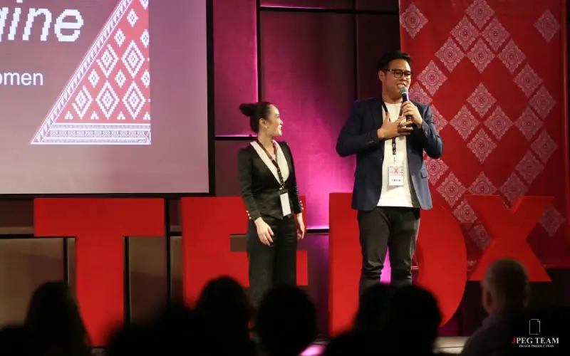 Benjamin giving a talk