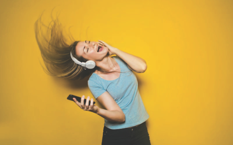 Woman enjoying music