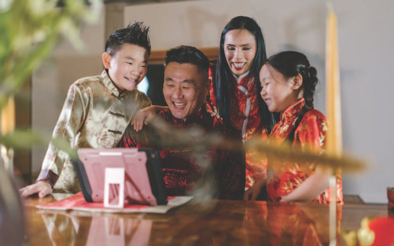 Family videocalling on Chinese New Year