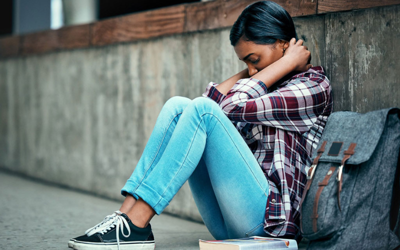 Girl sitting on the floor