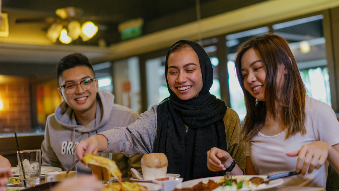 students having a meal together