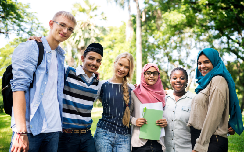 A group of diverse students