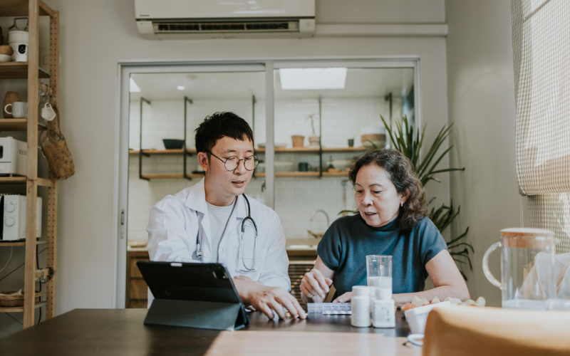 senior woman going through consultation with doctor