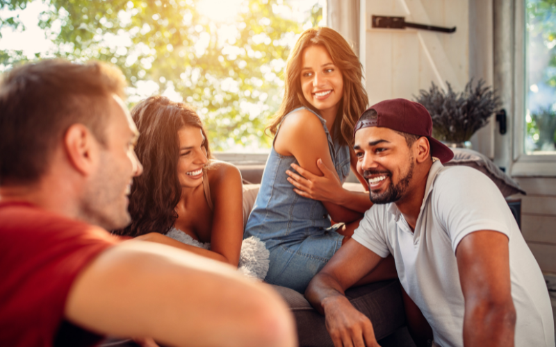 Group of students having discussion