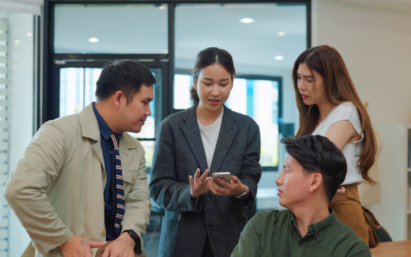 Group members discussing