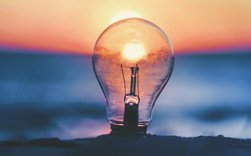 A light bulb indicating the need for ideas