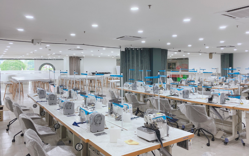 Student in a fashion design class