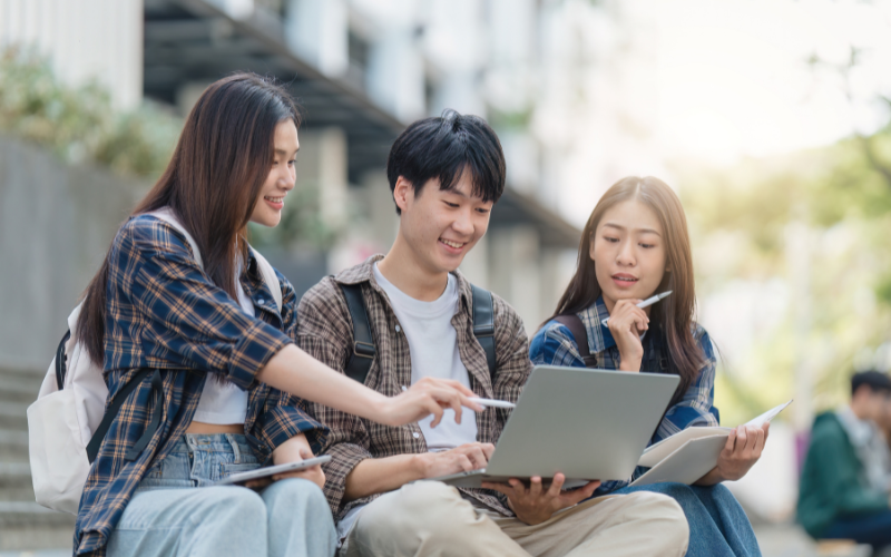 College friends outdoors