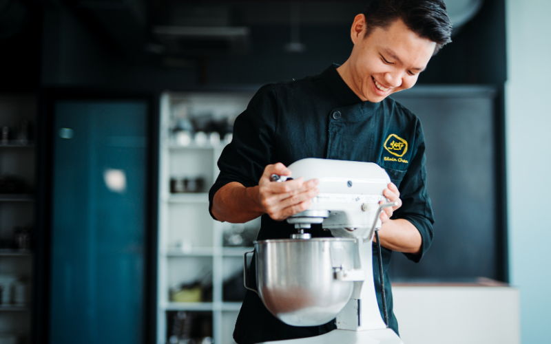 Edwin working with the machine