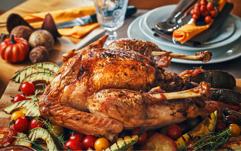 Christmas dinner with turkey