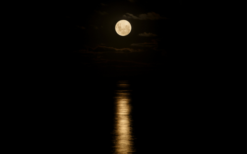 Reflection of moonlight on water